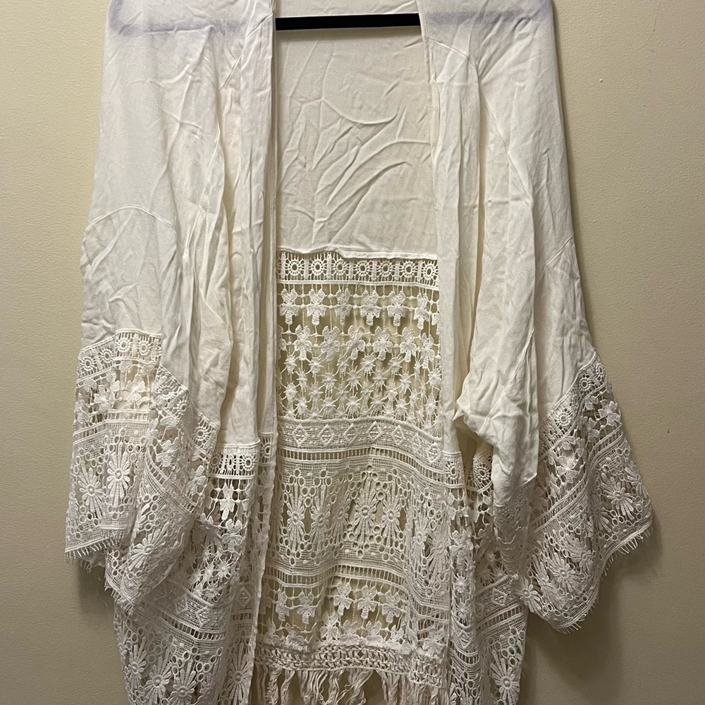 White Lace Kimono Cardigan